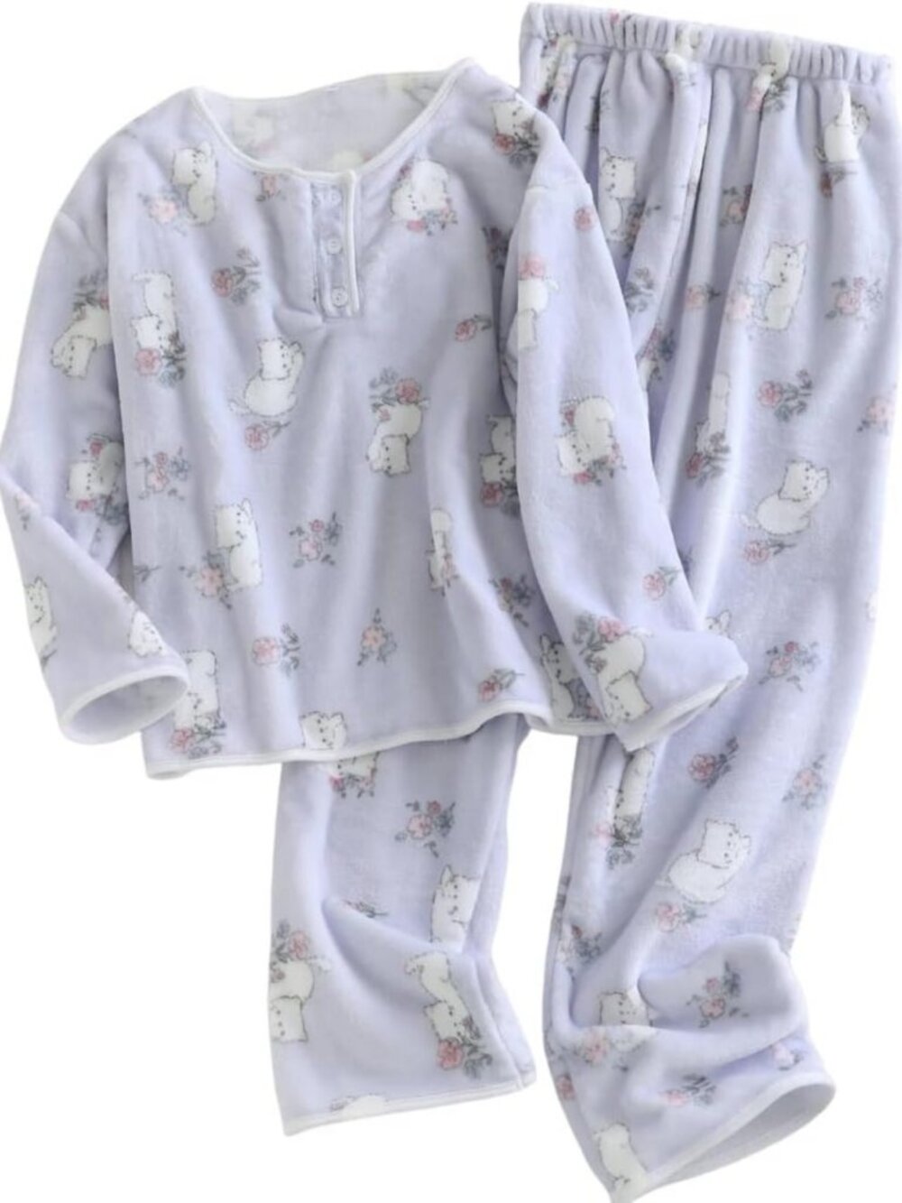 Cozy Women's 2 Piece Fleece Pajama Set | Warm Fuzzy Lounge Wear | Cute Print